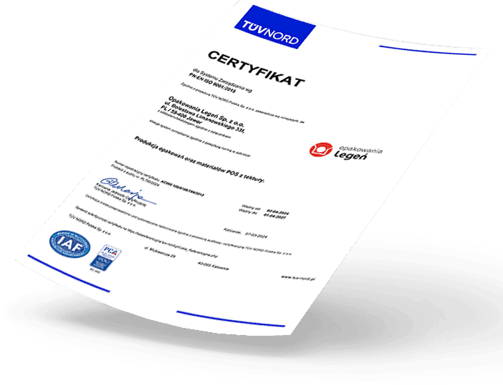 Certyfikat ISO 9001 wydany przez TÜV NORD